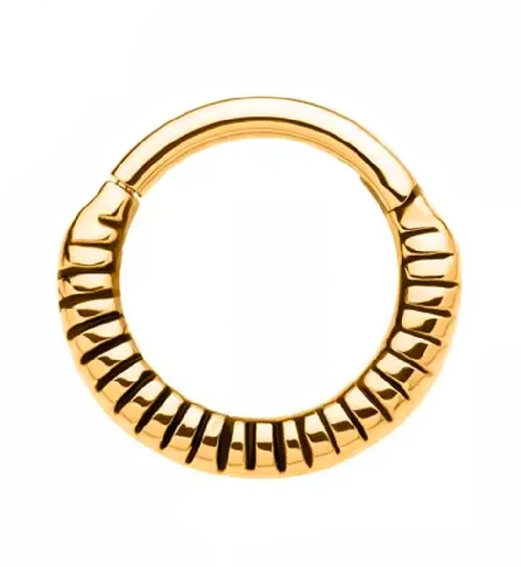 Matte bead rings-Gold PVD Tendril Hinged Segment Ring