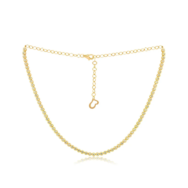 Matte enamel necklaces-14 kt yellow gold, 14" diamond choker necklace featuring 2.30 cts tw brilliant cut round diamonds