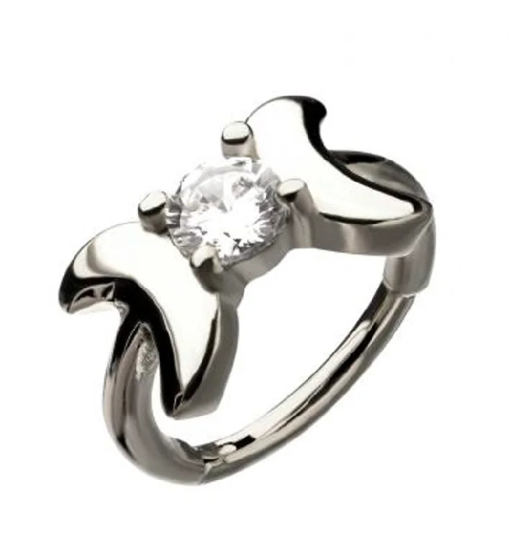 Delicate accent rings-CZ Bow Hinged Segment Ring