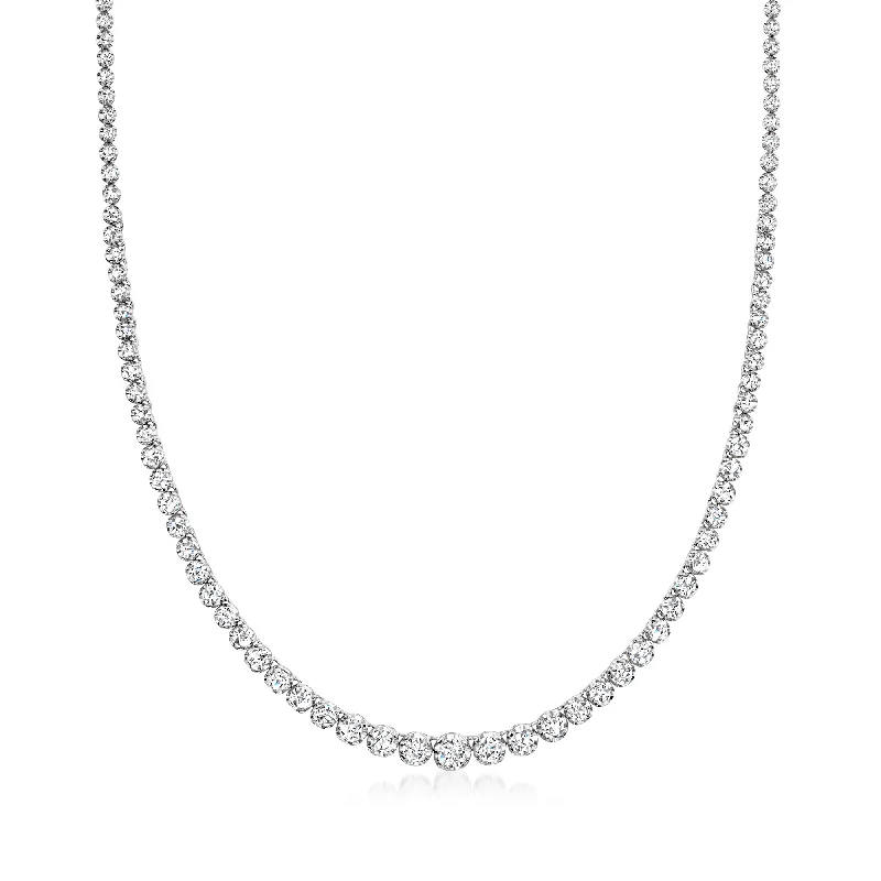 Pentagon pendant necklaces-Ross-Simons Diamond Graduated Tennis Necklace in 14kt White Gold