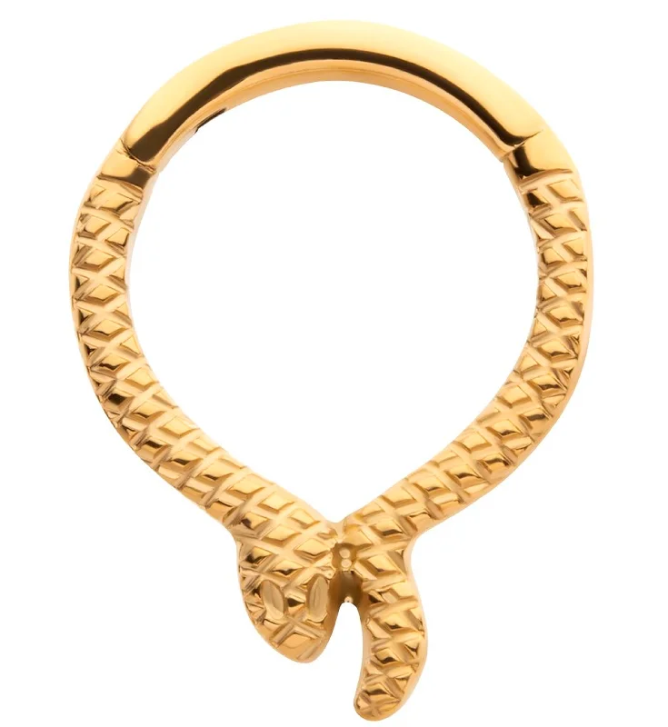 Bare frame rings-24kt Gold PVD Snake Wrap Titanium Hinged Segment Ring