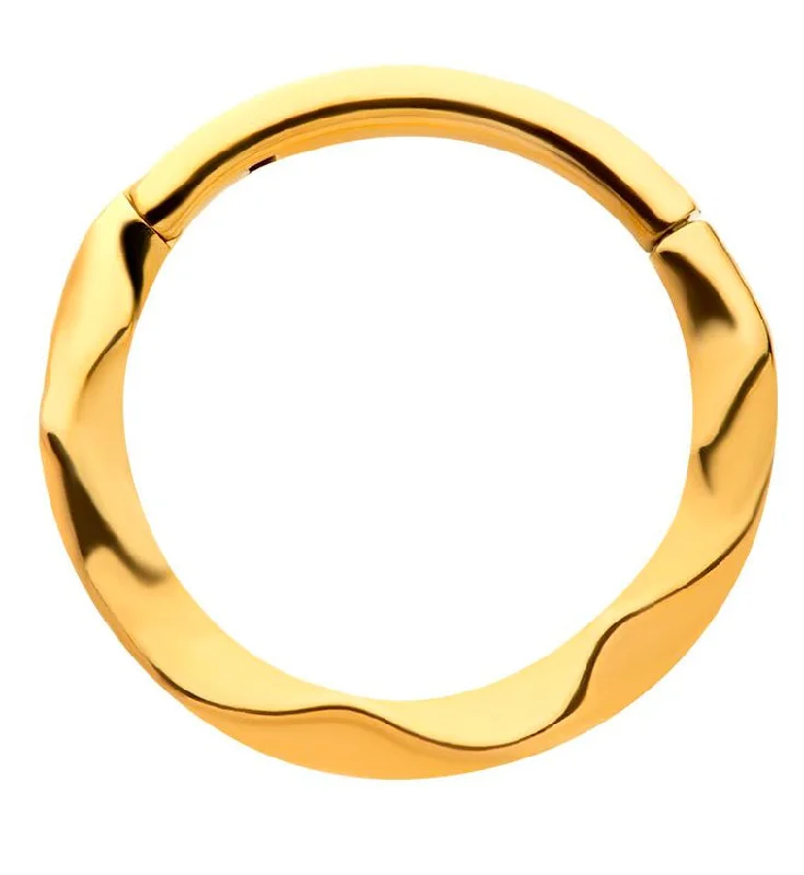 Stamped letter rings-Gold PVD Curl Stainless Steel Hinged Segment Ring