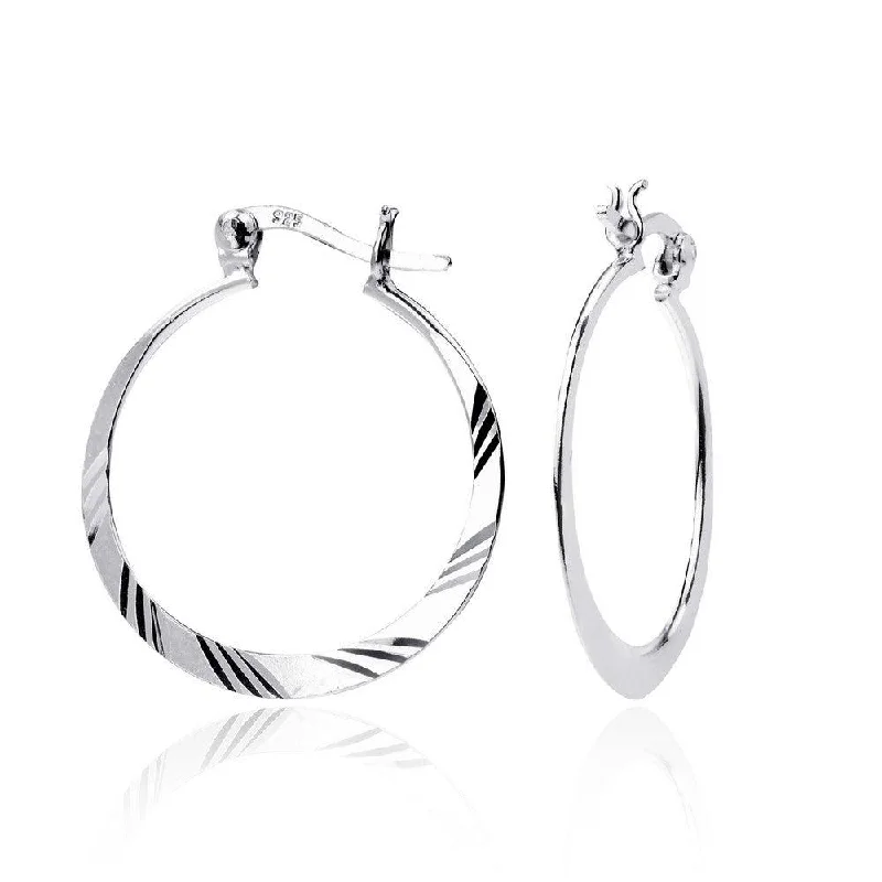 Faceted star earrings-Sterling Silver Diamond Cut Hoop Earrings