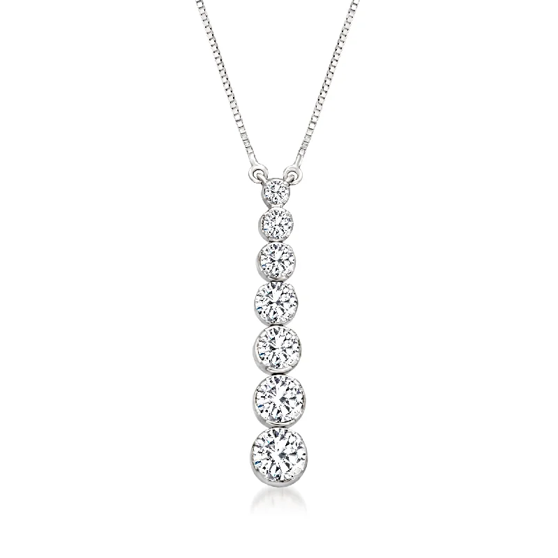 Drifting gem necklaces-Ross-Simons Diamond Graduated Necklace in 14kt White Gold