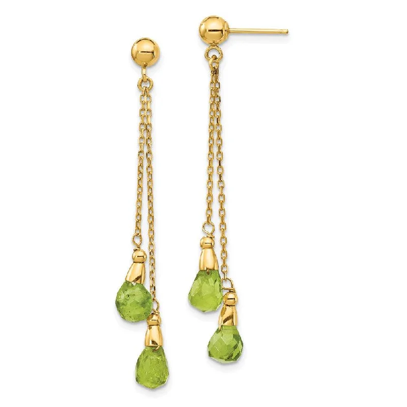 Ripple drop earrings-14k Peridot Dangle Earrings