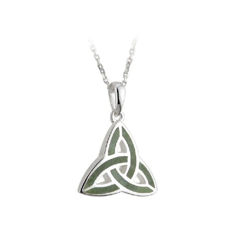 Satin gold necklaces-Connemara Marble Celtic Trinity Knot Pendant Necklace