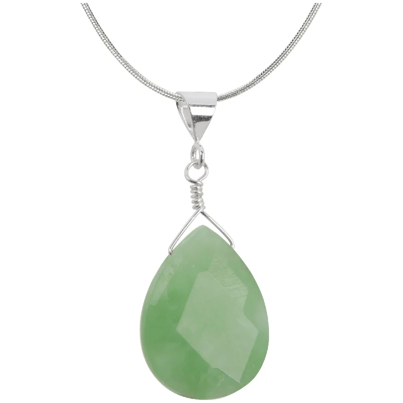 Elite diamond necklaces-Simple Faceted Gemstone & Sterling Necklace