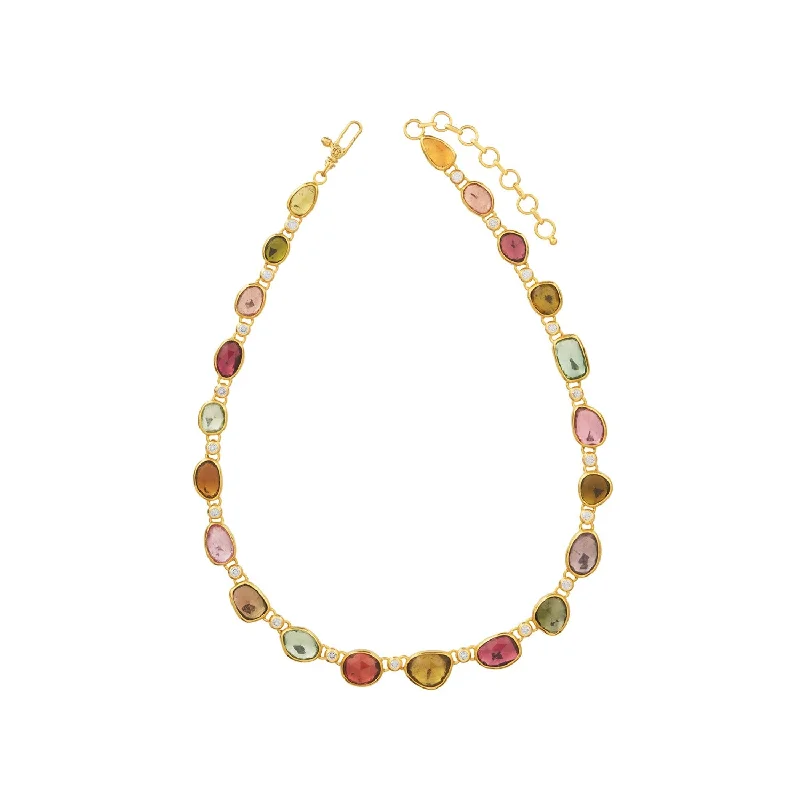 Matte enamel necklaces-24K Gold Rose Cut Tourmaline Elements Necklace