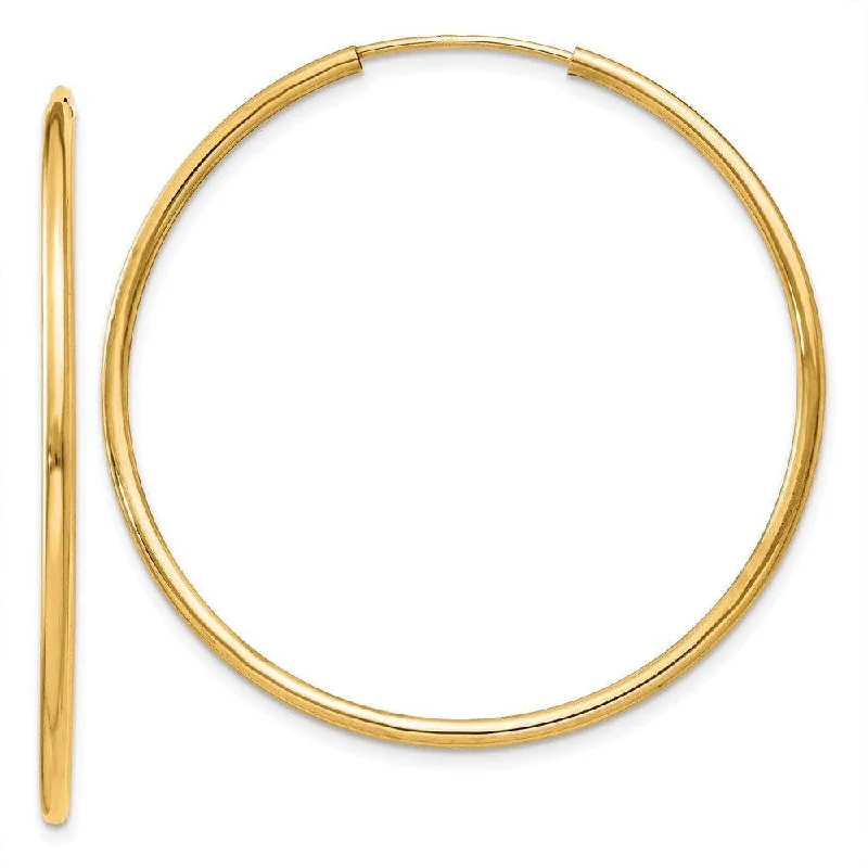 Aged brass earrings-14k 1.5mm Polished Round Endless Hoop Earrings