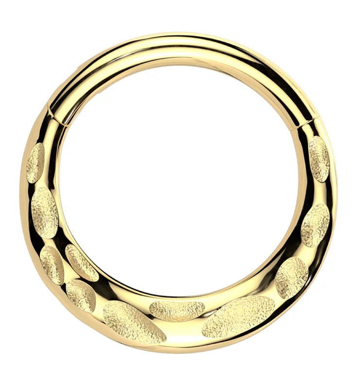 Dark grain rings-14kt Gold Reversible Smooth and Hammered Hinged Segment Ring