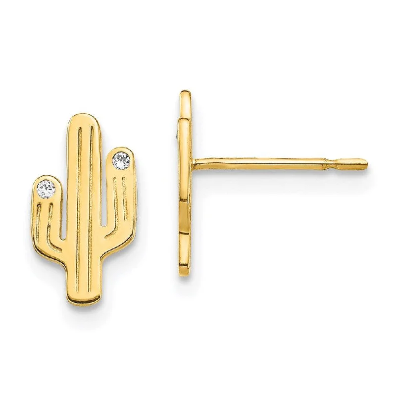 Lunar themed earrings-14K Cactus CZ Stud Earrings