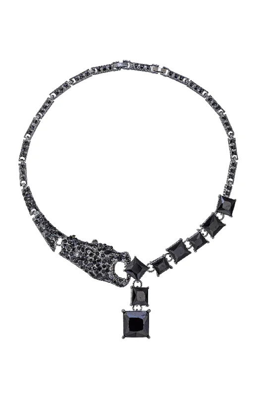 Elite diamond necklaces-Leopard Necklace - Black