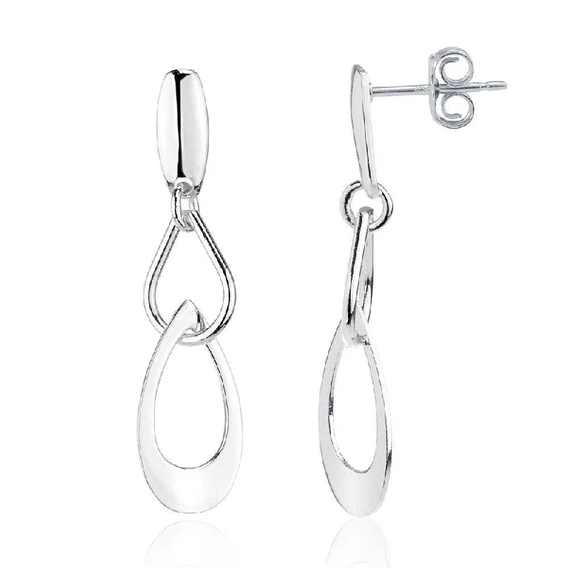 Six-tier earrings-Sterling Silver Multi Tear Shape Earrings