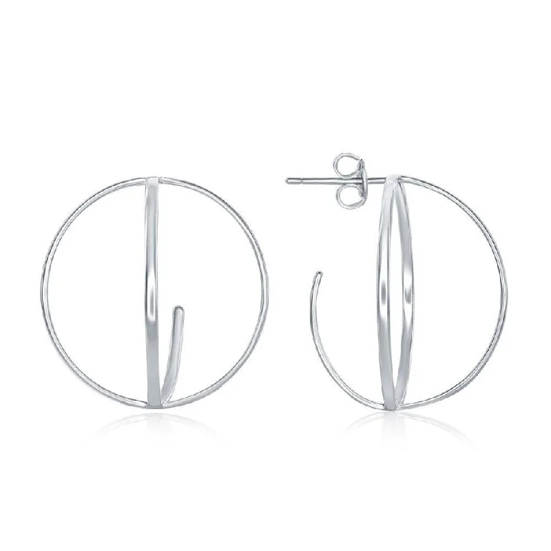 Bold hoop earrings-Sterling Silver 3D Open Round Earrings