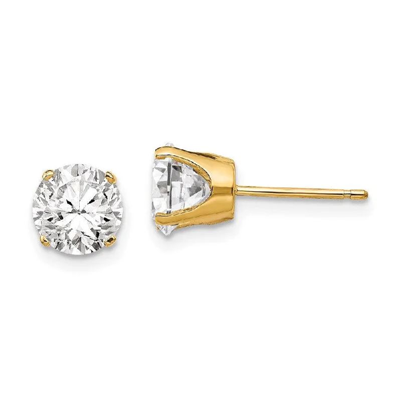 Waxing moon earrings-14k 6.5mm CZ stud earrings