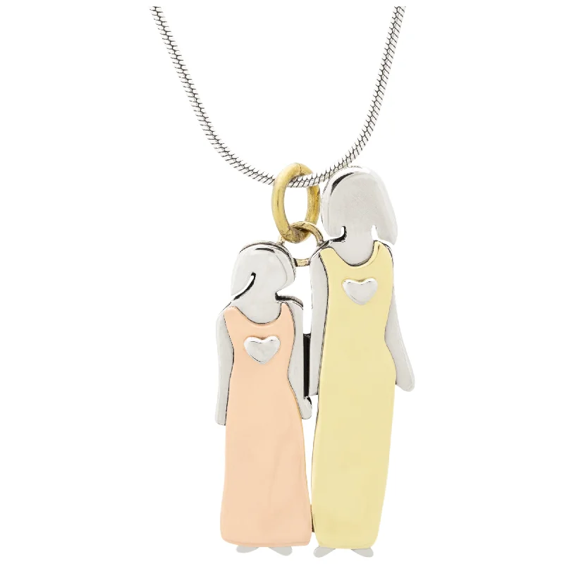 Solid chain necklaces-Mother & Daughter Mixed Metals Necklace