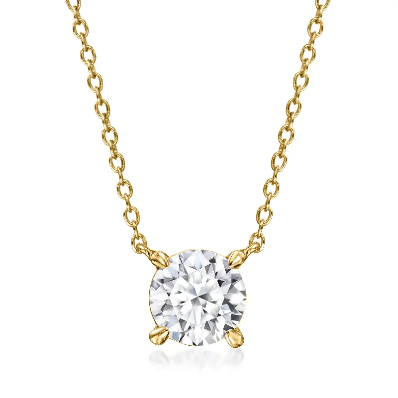 Thai style necklaces-Ross-Simons Lab-Grown Diamond Solitaire Necklace in 18kt Gold Over Sterling