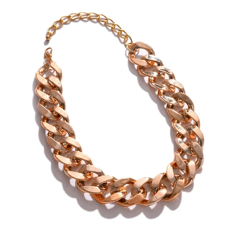 Faceted crystal necklaces-Gold-plated Link Necklace