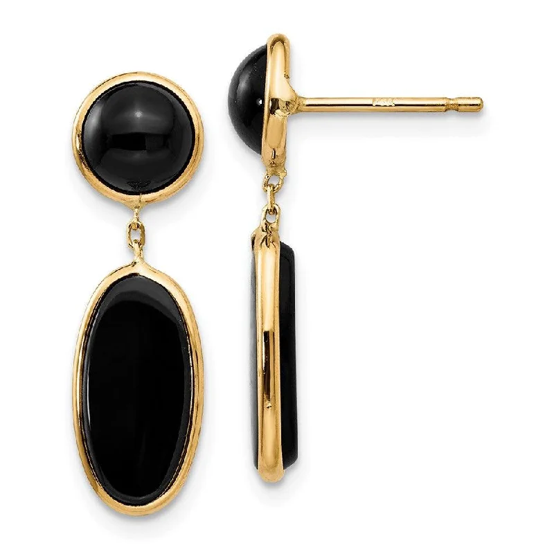 Silky pearl earrings-14k Onyx Oval Dangle Post Earrings