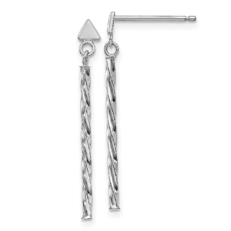 Silk thread earrings-14k White Gold Polished Twisted Dangle Tube Earrings