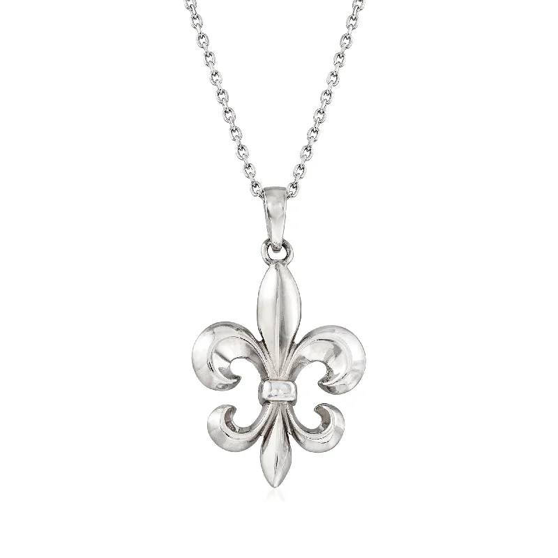 Hawk feather necklaces-Ross-Simons Italian Sterling Silver Fleur-De-Lis Necklace