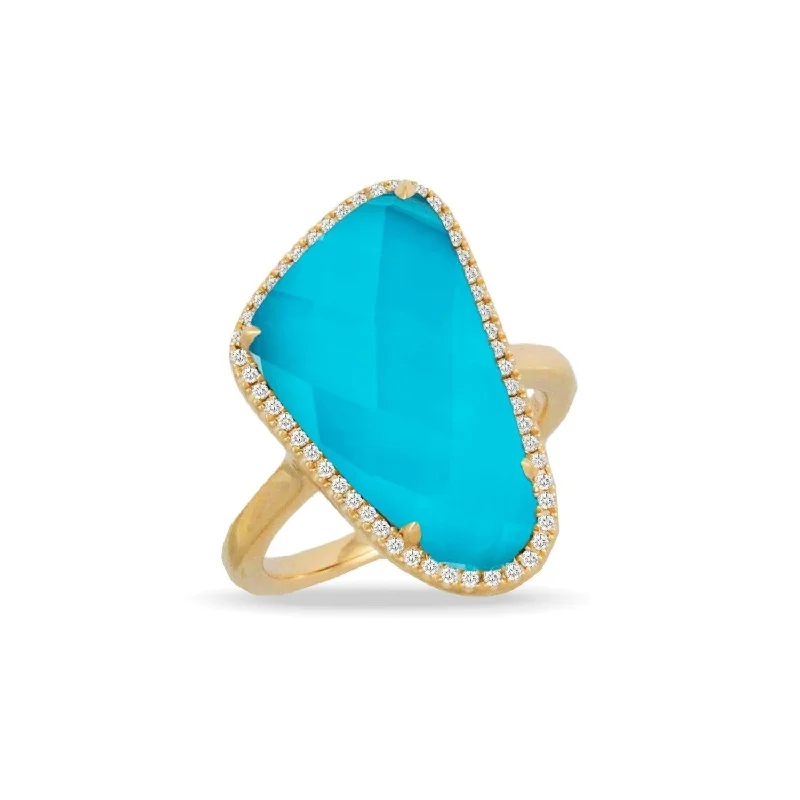 Matte enamel rings-18K Gold Turquoise Doublet Ring