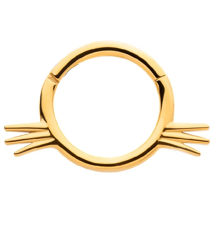 Zircon gem rings-Gold PVD Whiskers Stainless Steel Hinged Segment Ring