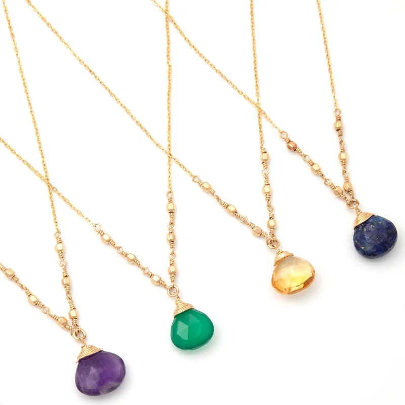 Matte enamel necklaces-Gold Filled Necklace with Gemstone