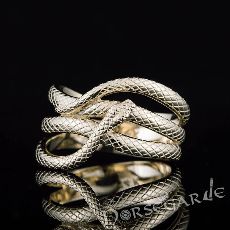 Dainty heart rings-Handcrafted Coiled Jormungandr Ring - Gold