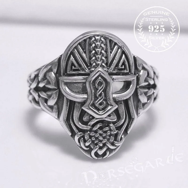 Timeless vow rings-Handcrafted Helm of Odin Ring - Sterling Silver