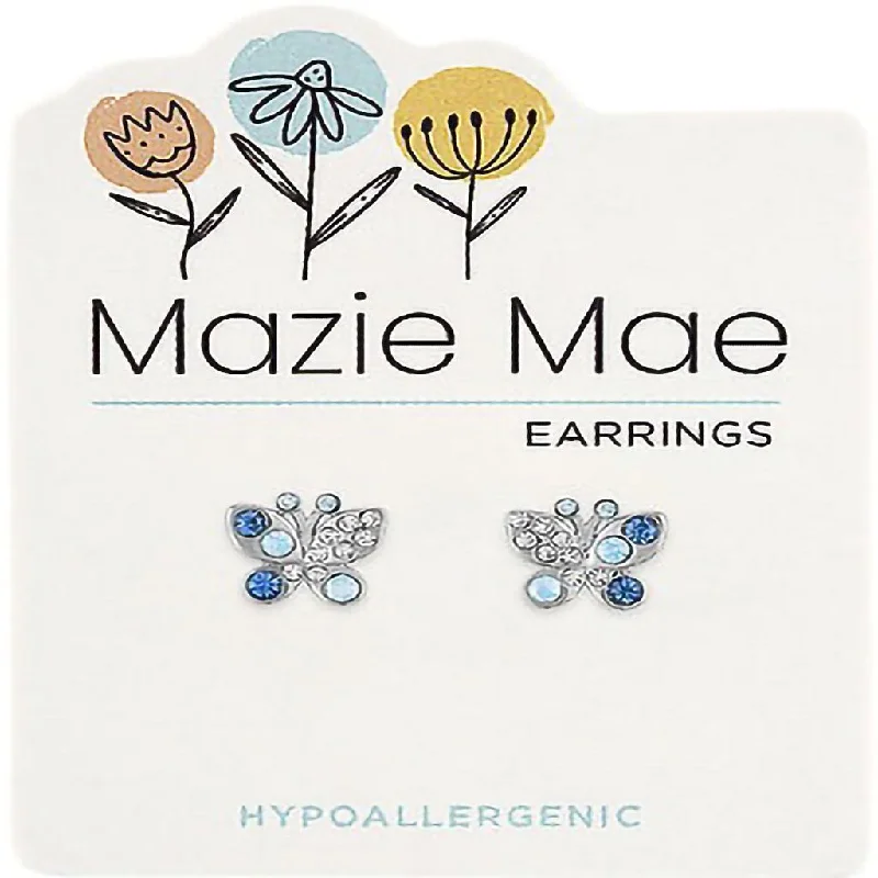 Kelp inlay rings-Center Court : Silver Opal & Aquamarine Butterfly Stud Mazie Mae Earring