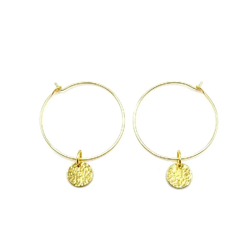 Round stud earrings-Coin Hoops