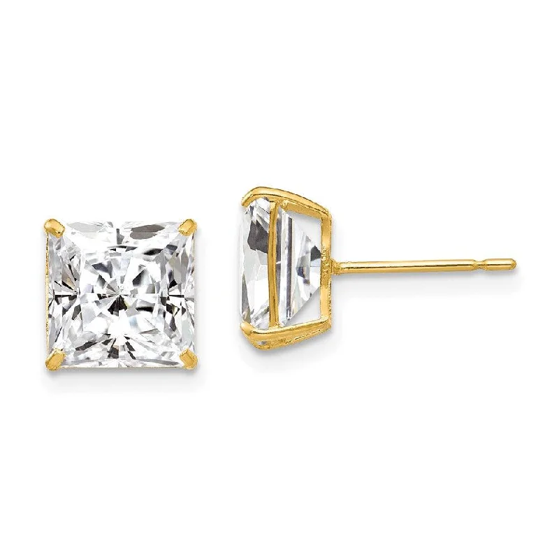 Relic coin earrings-14k 8mm Square CZ Post Earrings