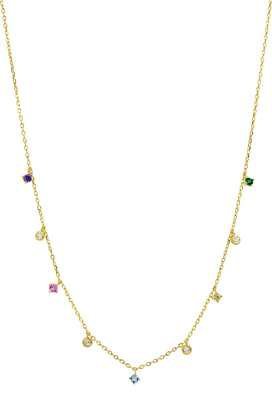 Vintage photo necklaces-18K Gold  over Sterling Silver Multi Color Single Layer Necklace