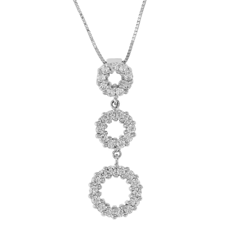 Mirror finish necklaces-5/8 cttw Diamond Pendant, Diamond 3 Stone Cluster Pendant Necklace for Women in 18K White Gold with 18 Inch Chain, Prong Setting