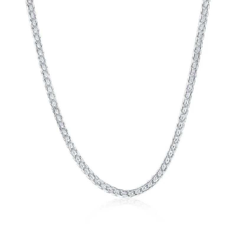 Orchid flower necklaces-Diamond cut Franco Chain 3mm Sterling Silver 24" Necklace