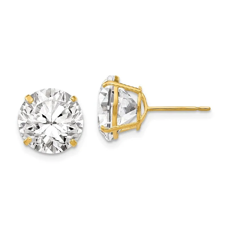 Reed style earrings-14k 10mm Round CZ Post Earrings