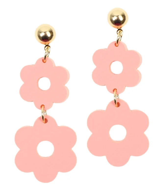 Baked clay earrings-Coral Flower Earring