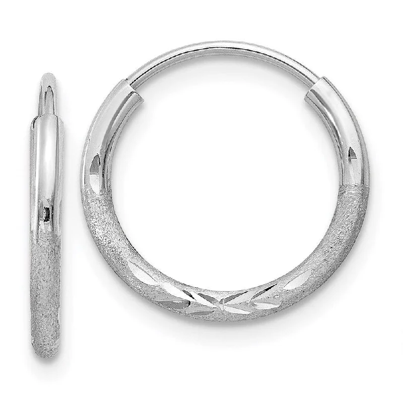 Circle stud earrings-14k White Gold 1.5mm Diamond-cut Endless Hoop Earrings