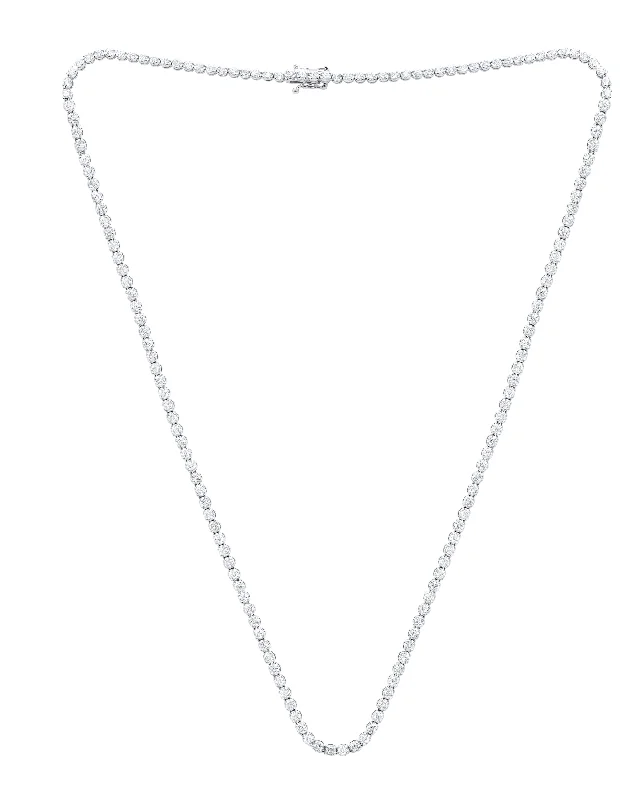 Aged silver necklaces-14KT WHITE GOLD DIAMOND CLASSIC STRAIGHT TENNIS NECKLACE FETAURES 4.07CTS CARATS OF DIAMONDS, 4 PRONG,172ST