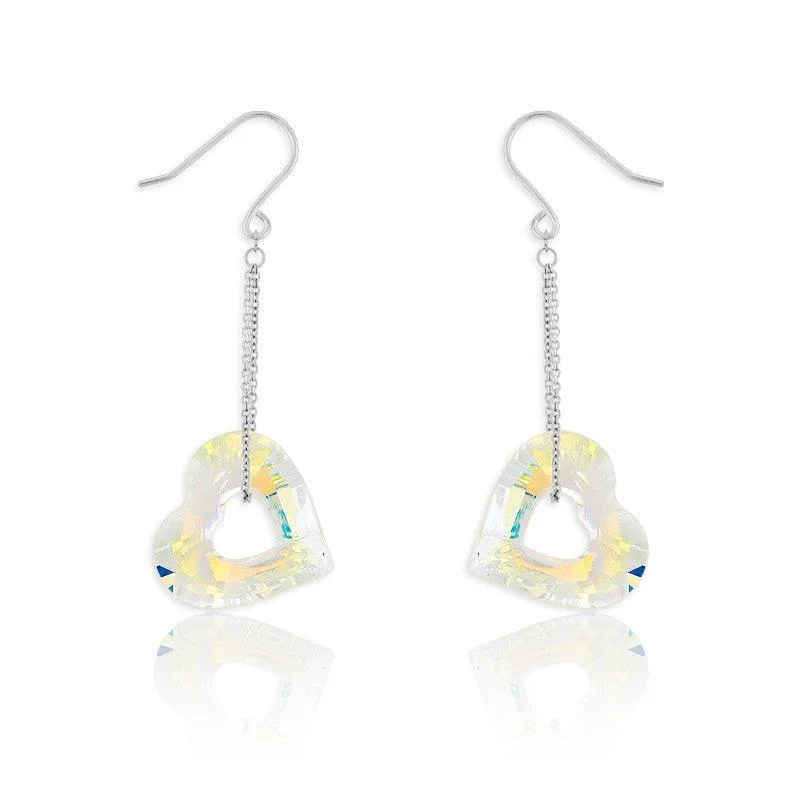 Zircon stone earrings-Sterling Silver Swarovski Crystal Dangling Earrings