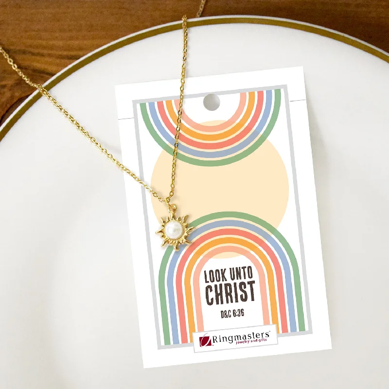 Orchid flower necklaces-Look Unto Christ Sunshine - 2025 Youth Theme Necklace for The Church of Jesus Christ of Latter-day Saints