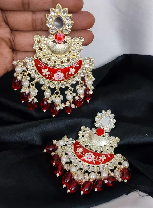 Bare hoop earrings-Handmade Indian Kundan Earring Jewelry for special fastivals and occasion