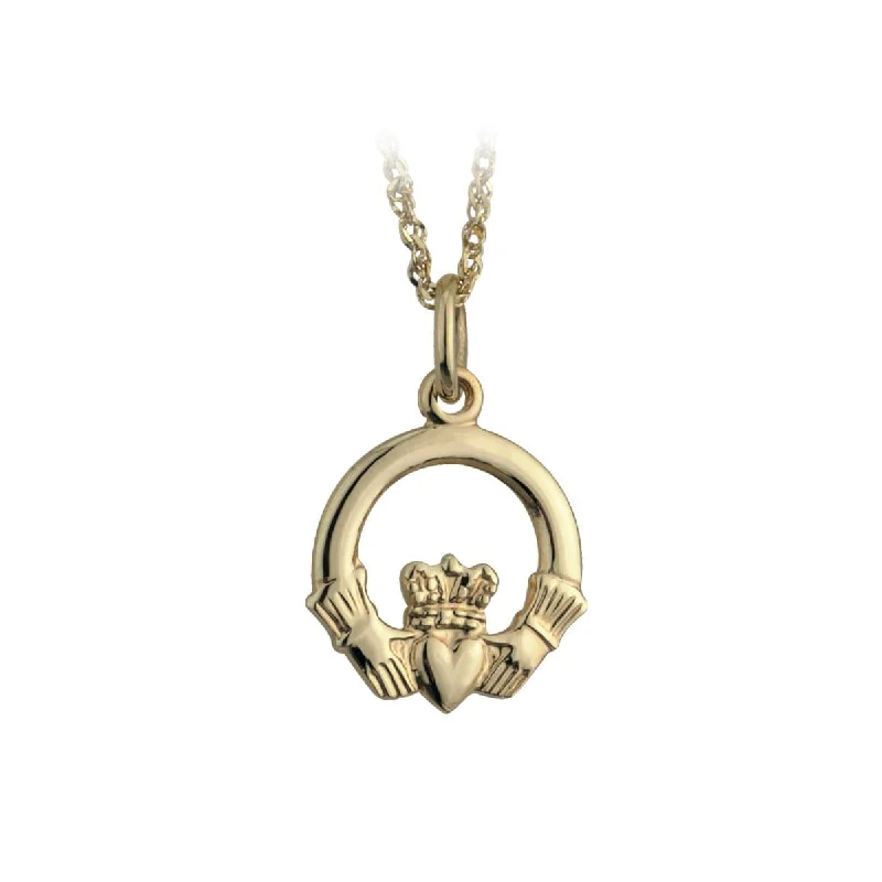 Six-strand necklaces-10K Gold Claddagh Pendant Necklace: An Elegant Irish Gift