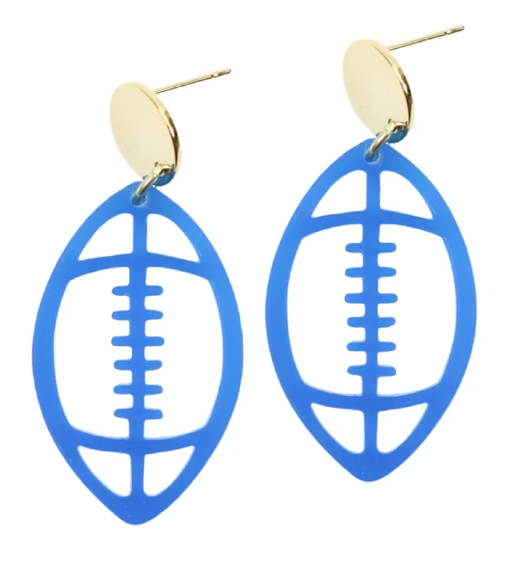 Baroque style earrings-Acrylic Football Earring - Blue