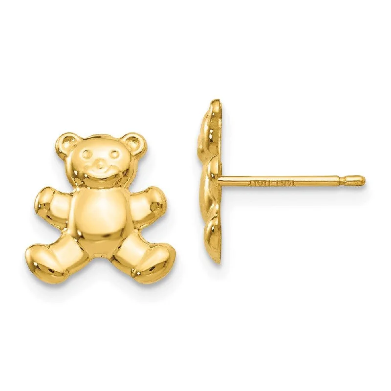 Funky pair earrings-14k Teddy Bear Post Earrings