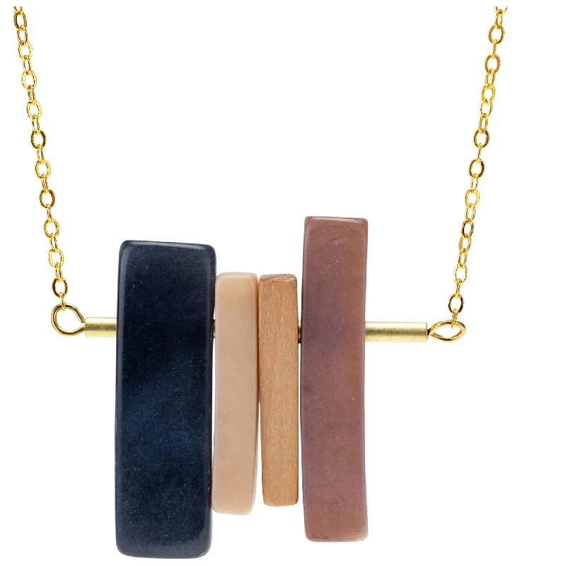 Relic coin necklaces-Encanto Tagua Wood & Brass Necklace