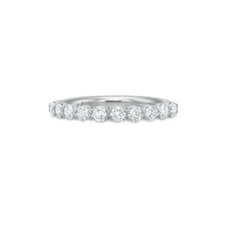 Unity charm rings-18K White Gold Flush Fit 0.76cts Round Diamond Wedding Ring