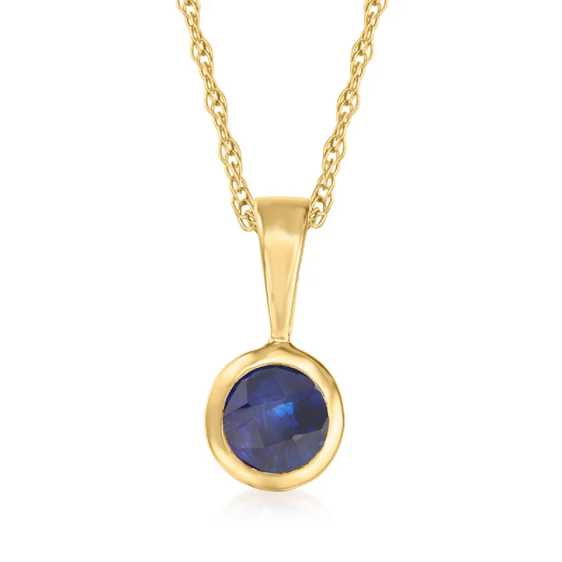 Flowing design necklaces-Ross-Simons Sapphire Pendant Necklace in 14kt Yellow Gold. 16 inches