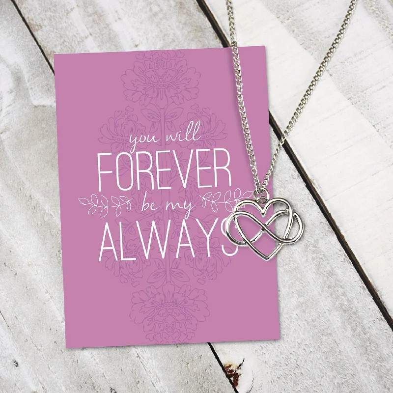 Branch design necklaces-Forever and Always Necklace - Infinity Heart Silver Finish Charm